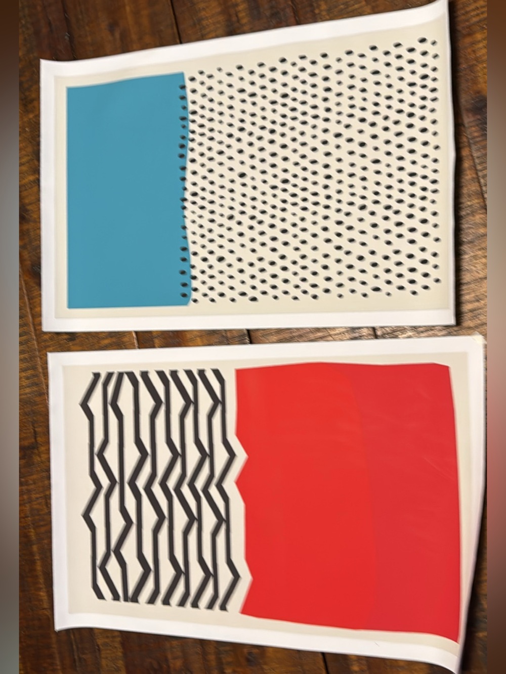 Abstract Red and Teal Geometric Wall Art Set